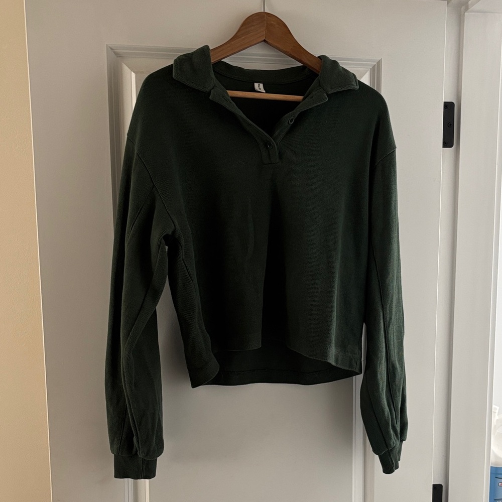 Women's Cozy Polo in Bottle Green